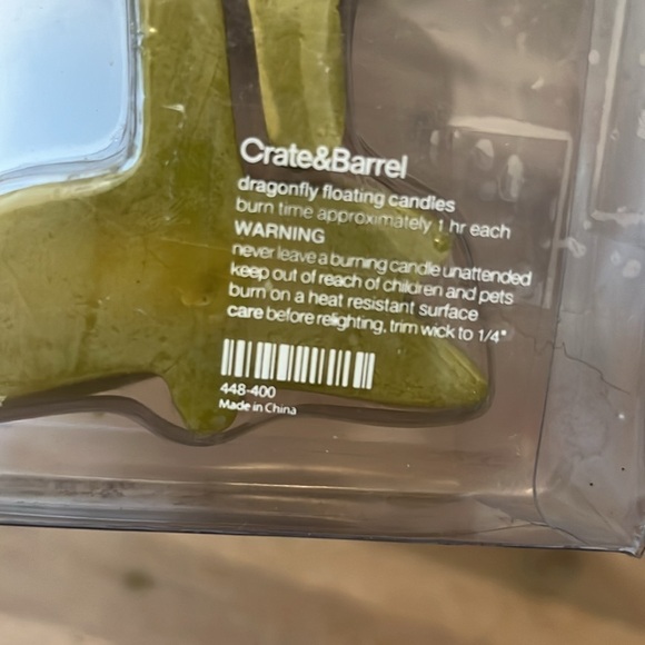 Crate & Barrel Floating Candles Dragonfly Set of 4 Night Swimming Pool Green - Picture 4 of 4